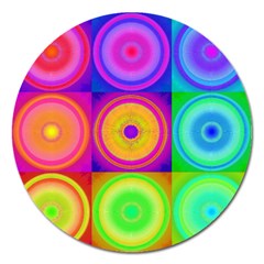 Retro Circles Magnet 5  (round) by SaraThePixelPixie