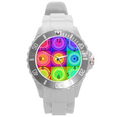 Retro Circles Plastic Sport Watch (large) by SaraThePixelPixie