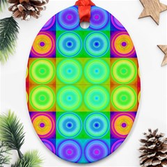 Rainbow Circles Oval Ornament