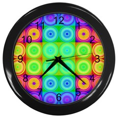 Rainbow Circles Wall Clock (black) by SaraThePixelPixie