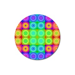 Rainbow Circles Magnet 3  (round) by SaraThePixelPixie