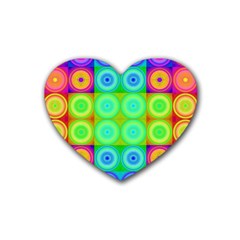 Rainbow Circles Drink Coasters 4 Pack (heart)  by SaraThePixelPixie