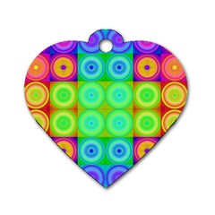 Rainbow Circles Dog Tag Heart (one Sided) 