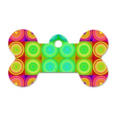 Rainbow Circles Dog Tag Bone (one Sided)