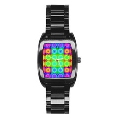 Rainbow Circles Stainless Steel Barrel Watch