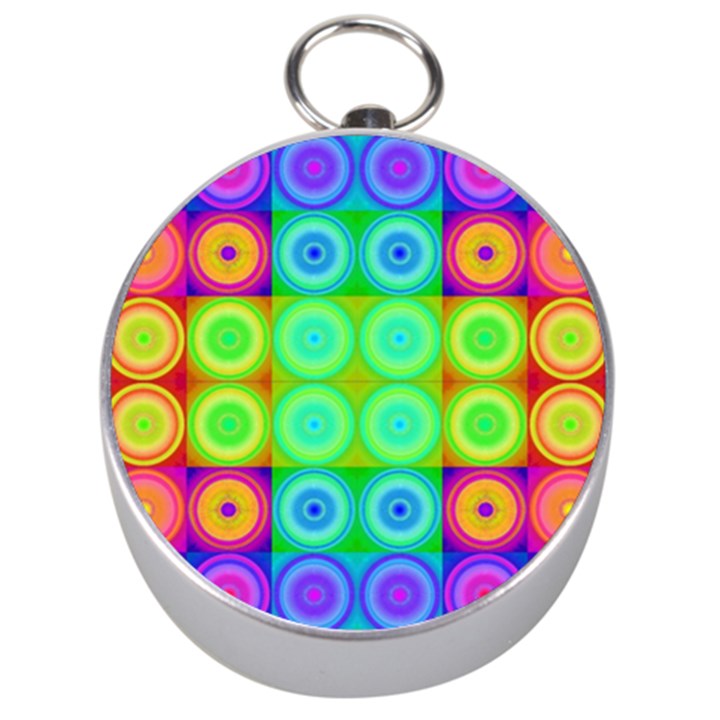 Rainbow Circles Silver Compass