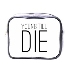 Young Till Die Typographic Statement Design Mini Travel Toiletry Bag (one Side) by dflcprints