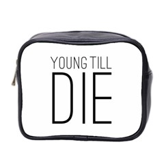 Young Till Die Typographic Statement Design Mini Travel Toiletry Bag (two Sides) by dflcprints