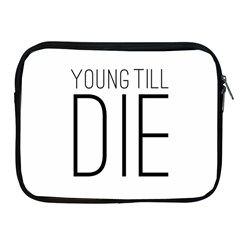 Young Till Die Typographic Statement Design Apple Ipad Zippered Sleeve by dflcprints