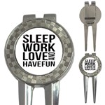 Sleep Work Love And Have Fun Typographic Design 01 Golf Pitchfork & Ball Marker Front