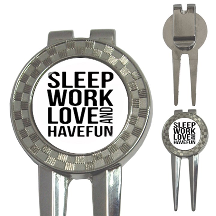 Sleep Work Love And Have Fun Typographic Design 01 Golf Pitchfork & Ball Marker