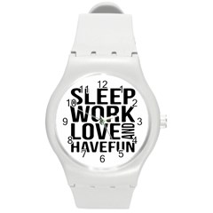 Sleep Work Love And Have Fun Typographic Design 01 Plastic Sport Watch (medium) by dflcprints