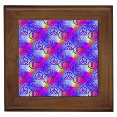 Rainbow Led Zeppelin Symbols Framed Ceramic Tile by SaraThePixelPixie