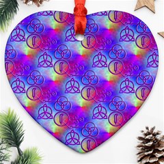 Rainbow Led Zeppelin Symbols Ornament (heart) by SaraThePixelPixie