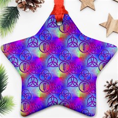 Rainbow Led Zeppelin Symbols Ornament (star) by SaraThePixelPixie