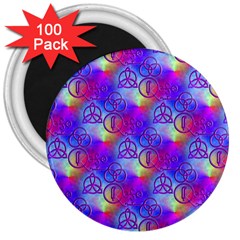 Rainbow Led Zeppelin Symbols 3  Button Magnet (100 Pack) by SaraThePixelPixie