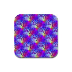 Rainbow Led Zeppelin Symbols Rubber Square Coaster (4 Pack)