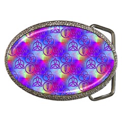 Rainbow Led Zeppelin Symbols Belt Buckle (oval) by SaraThePixelPixie