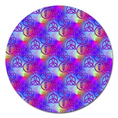 Rainbow Led Zeppelin Symbols Magnet 5  (round) by SaraThePixelPixie