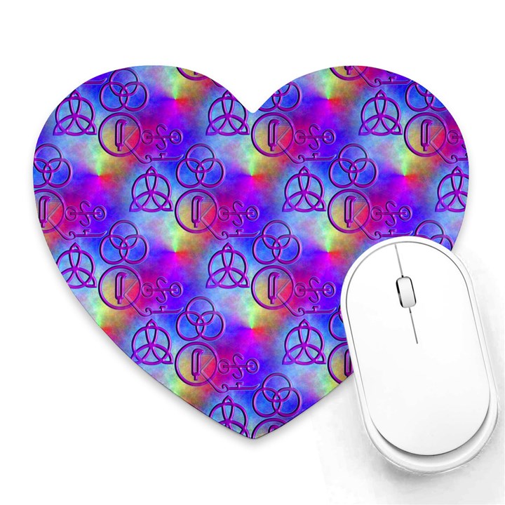 Rainbow Led Zeppelin Symbols Mouse Pad (Heart)