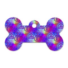 Rainbow Led Zeppelin Symbols Dog Tag Bone (one Sided) by SaraThePixelPixie