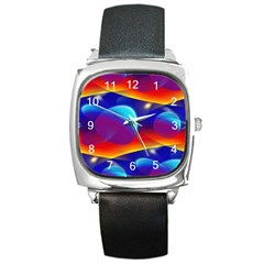 Planet Something Square Leather Watch