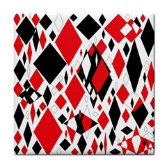 Distorted Diamonds In Black & Red Ceramic Tile