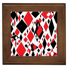 Distorted Diamonds In Black & Red Framed Ceramic Tile by StuffOrSomething