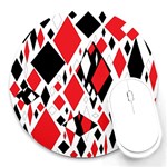 Distorted Diamonds In Black & Red 8  Mouse Pad (Round) Front