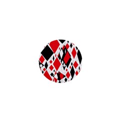 Distorted Diamonds In Black & Red 1  Mini Button Magnet