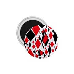 Distorted Diamonds In Black & Red 1 75  Button Magnet by StuffOrSomething