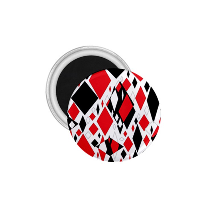 Distorted Diamonds In Black & Red 1.75  Button Magnet