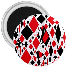 Distorted Diamonds In Black & Red 3  Button Magnet by StuffOrSomething