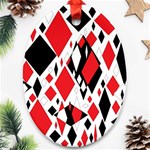 Distorted Diamonds In Black & Red Oval Ornament Front