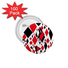 Distorted Diamonds In Black & Red 1 75  Button (100 Pack) by StuffOrSomething