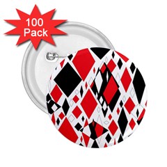 Distorted Diamonds In Black & Red 2.25  Button (100 pack)