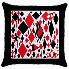 Distorted Diamonds In Black & Red Black Throw Pillow Case by StuffOrSomething