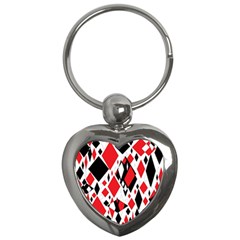 Distorted Diamonds In Black & Red Key Chain (heart) by StuffOrSomething