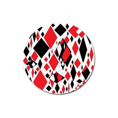 Distorted Diamonds In Black & Red Magnet 3  (round)