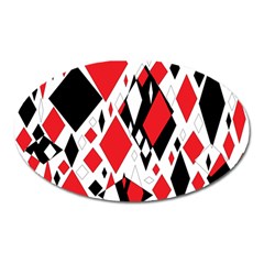 Distorted Diamonds In Black & Red Magnet (oval)