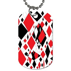 Distorted Diamonds In Black & Red Dog Tag (one Sided)