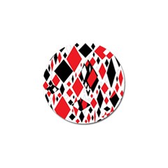 Distorted Diamonds In Black & Red Golf Ball Marker