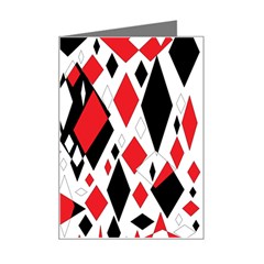 Distorted Diamonds In Black & Red Mini Greeting Card