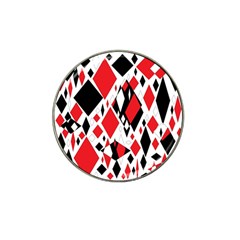 Distorted Diamonds In Black & Red Golf Ball Marker 4 Pack (for Hat Clip)