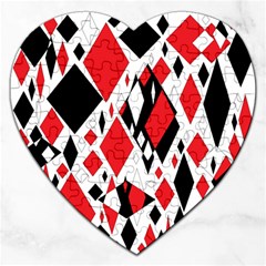 Distorted Diamonds In Black & Red Jigsaw Puzzle (Heart)