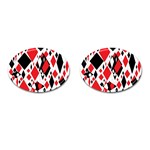 Distorted Diamonds In Black & Red Cufflinks (Oval) Front(Pair)