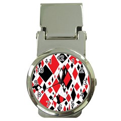 Distorted Diamonds In Black & Red Money Clip With Watch by StuffOrSomething