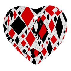 Distorted Diamonds In Black & Red Heart Ornament (two Sides) by StuffOrSomething