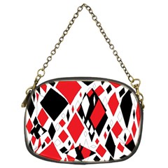 Distorted Diamonds In Black & Red Chain Purse (two Sided)  by StuffOrSomething