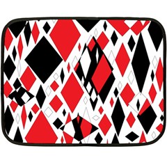 Distorted Diamonds In Black & Red Mini Fleece Blanket (two Sided)